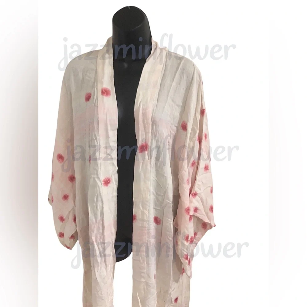 Free People Laurel Canyon white pink combo Kimono robe‎ one size brand new